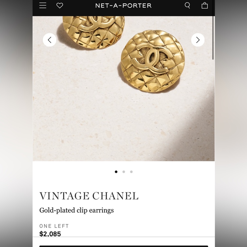 CHANEL Gold Quilted Earrings with CC Box